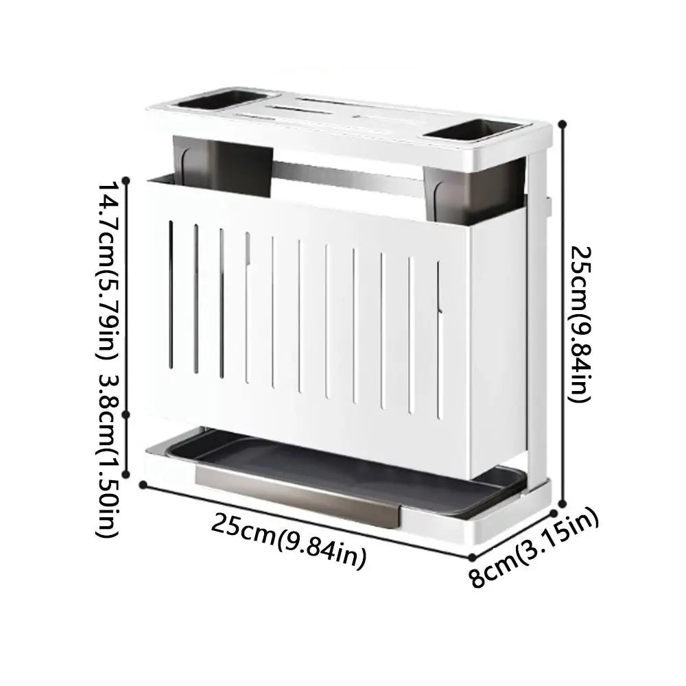 Carbon Steel Kitchen Storage Rack Multiple Brackets Detachable Cutlery Display Organizer Integrated Space Saving Drain Rack