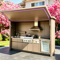 All-Weather Outdoor Kitchen Unit Complete with Full Cooking Equipment, Heavy Duty Garden Outdoor Kitchen Cabinet for Daily Use