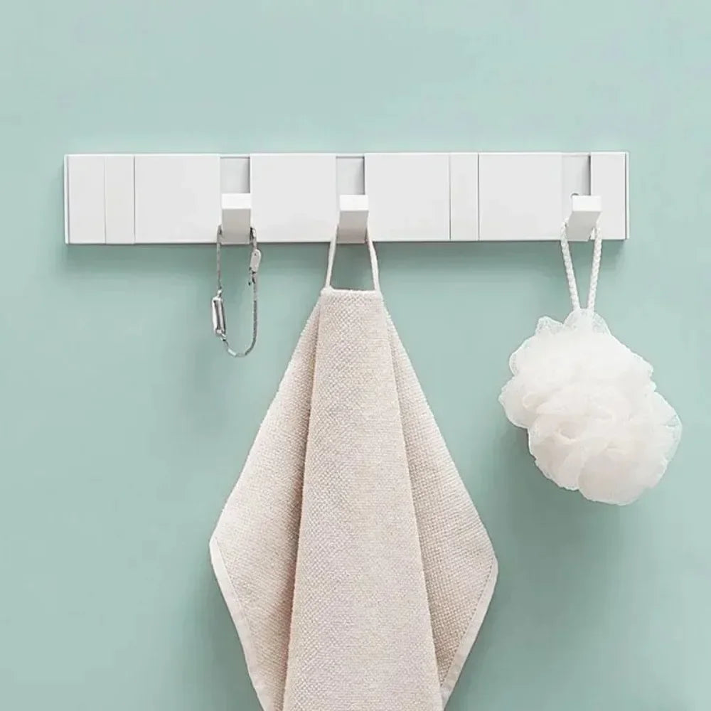 Foldable Coat Rack Wall Hanger Shelves Steel Shelf Behind Door Hooks Clothes Organizer Towel Rack Key Storage Bathroom Furniture