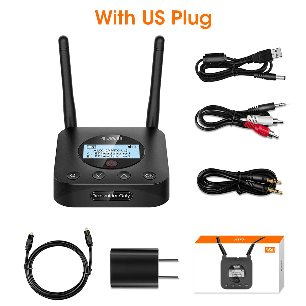 1Mii B06TX+ Bluetooth 5.2 Transmitter Aptx LL/HD/Adaptive,3.5mm AUX Bluetooth Adapter for PC/TV/Home Stereo,Plug n Play【Update】