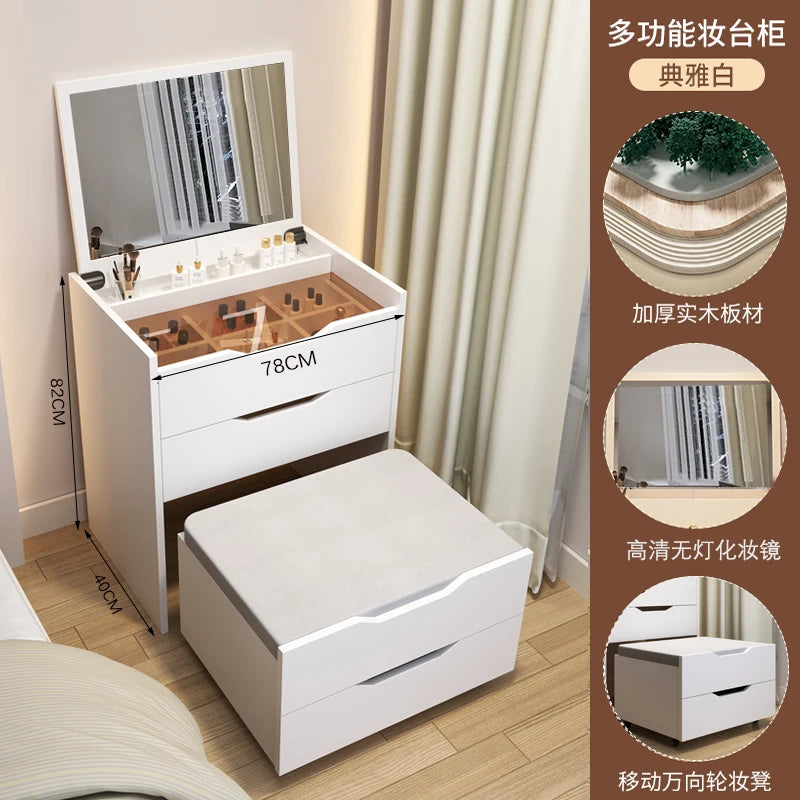 Modern Nordic Vanity Table Drawers Storage Trendy Organizer Vanity Table With Mirror Bedroom Coiffeuse De Chambre Furniture