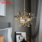 Nordic LED Stainless Steel Pendant Lamp Indoor Dcora Bedroom LED Chandelier Lighting Fixtures for Living Room Gold /Silvery New