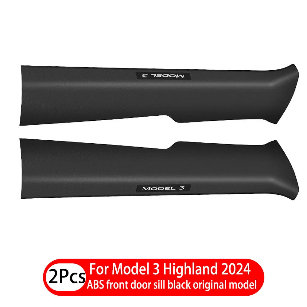 1- 8 Pcs For Tesla Model 3 Highland 2024 ABS Front Rear Door Sill Protector Threshold Strip Anti-kick Guard Panel Waterproof Pad