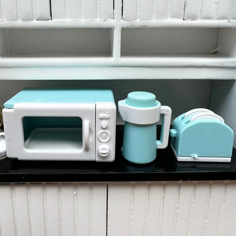Doll House Furniture Toy Kitchenware Scene Model Mini Kettle Dollhouse Microwave Oven Miniature Bread Machine
