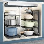 Multi-Layer Kitchen Storage Rack, Multifunctional Household Cabinet, Layered Pot Rack under the Sink for Pots, Pans, and Lids, Kitchen Storage Shelf, Essential for Storing Pots, Frying Pans, and Lids