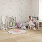 HOMCOM Kids Vanity Table & Stool Girls Dressing Set Make Up Desk with Rotatable Mirrors Drawer Star & Heart Pattern White