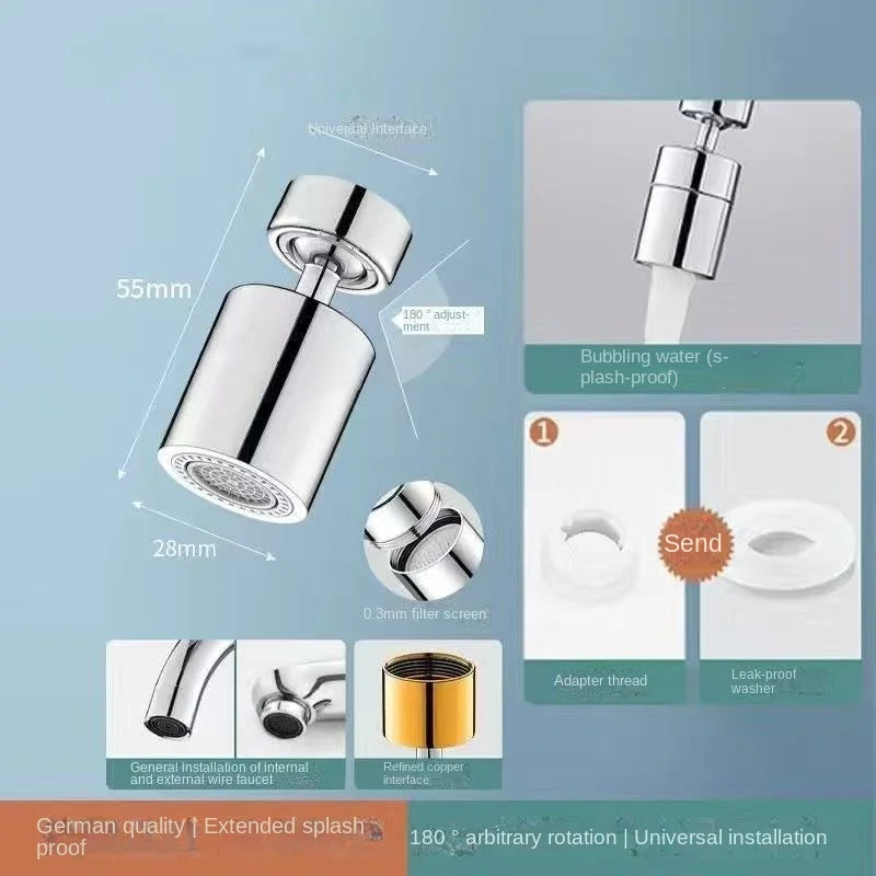 Kitchen kitchen basin pool all copper faucet universal anti-splash head universal joint can rotate shower bubbler