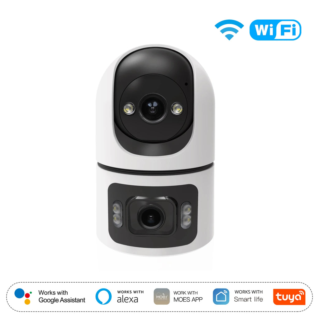 Moes Tuya WiFi Indoor Smart Camera 8MP Dual Screen Lens 2.4G/5G Infrared Night Vision Motion Detection Auto Track Two-Way Audio