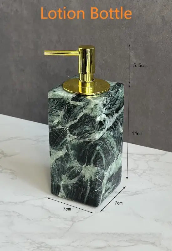 Luxury Marble Bath Set: Shampoo Bottles, Tray & Canister Organizer, Natural Stone Accessories for Home & Hotel Bathroom Decor