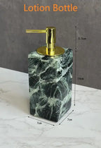 Luxury Marble Bath Set: Shampoo Bottles, Tray & Canister Organizer, Natural Stone Accessories for Home & Hotel Bathroom Decor