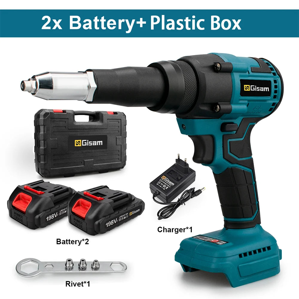 Gisam 720W Electric Brushless Rivet Gun Lithium Battery Cordless Riveting Nut Gun Automatic Rivet for Makita 18V Battery Pins