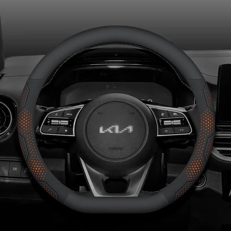 For Kia K5 Sportage Picanto Xceed Rio Cerato Soul Carens Seltos Carbon fiber Suede Car Steering Wheel Cover Auto Accessories
