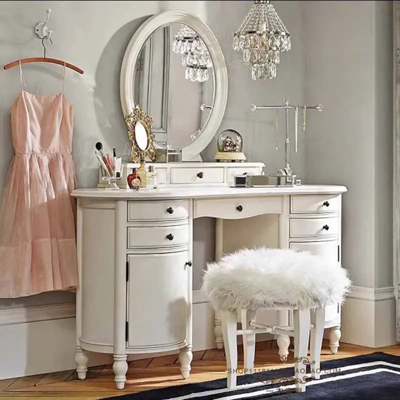 Modern Mirror Dresser Eithe Girl Makeup Luxury Women Wooden Dressing Table Storage White Large Coiffeuse Nordic Home Furniture