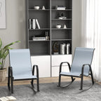 Mesh Sling Rocking Chair,Outdoor E-coated Steel Rocker Seating Furniture for Front Porch Garden Patio Backyard