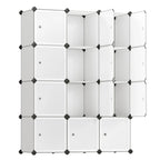 SONGMICS 12-Cube Storage Unit, Shoe Rack, Stackable Cubes, Plastic Closet Cabinet, Wardrobe, with Doors