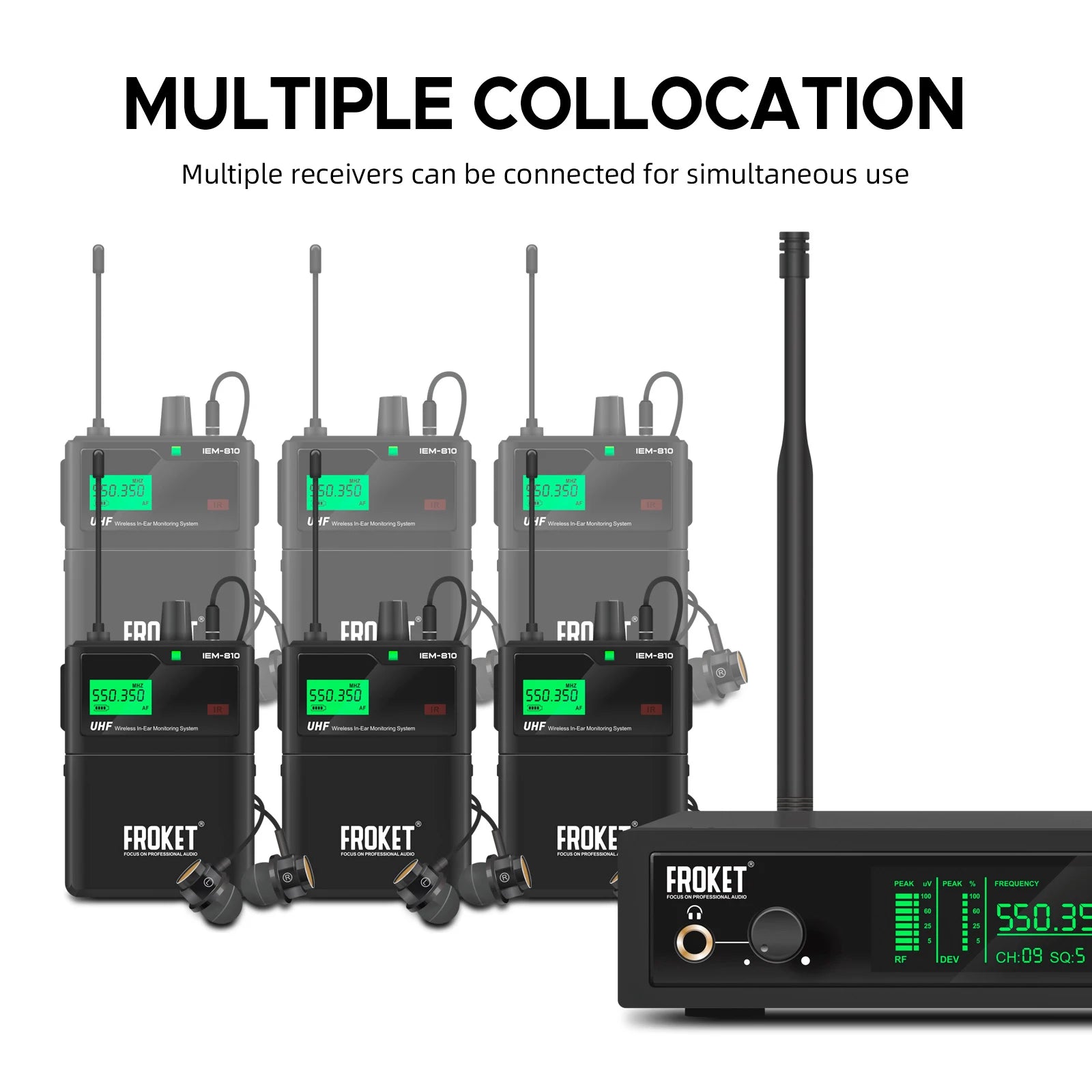 IEM-810 UHF mono wireless in-ear monitoring system, transmission distance 100, Bluetooth 5.0, for professional stage, concerts