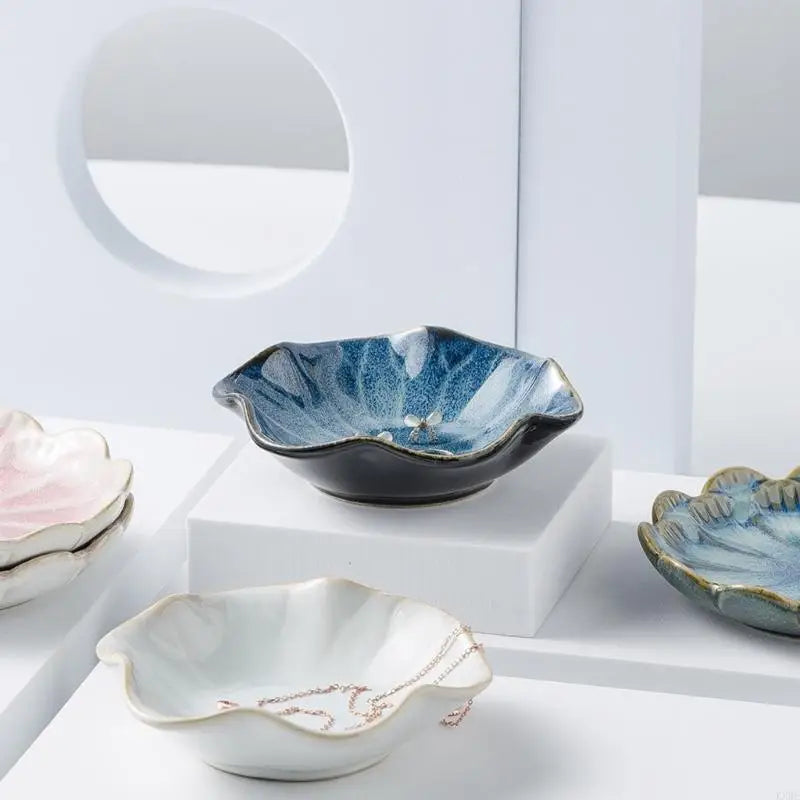 Set of 6 Artistic Ceramic Sauce Bowls Colorful Appetizer Plate Microwave Safe Appetizer Dishes for Home Kitchens Use KXRE