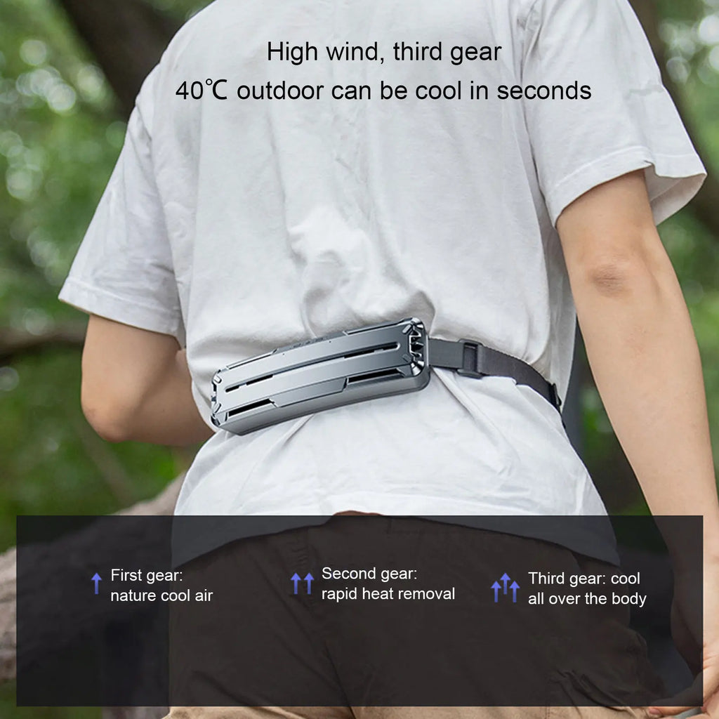 Wearable Waist Fan Multifunctional 3 Speeds Adjustable Ice Compress Ef