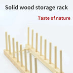Wooden Plate Rack Kitchen Dishes Stand Plate Dish Drying Rack Cutting Boards Cups Organizer Shelf Multifunctional Display Stand