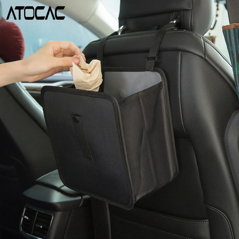 Car Hanging Trash Can Foldable Back Seat Waste Bin Leak Proof Storage Box Waterproof Oxford Vehicles Interior Garbage Organizer