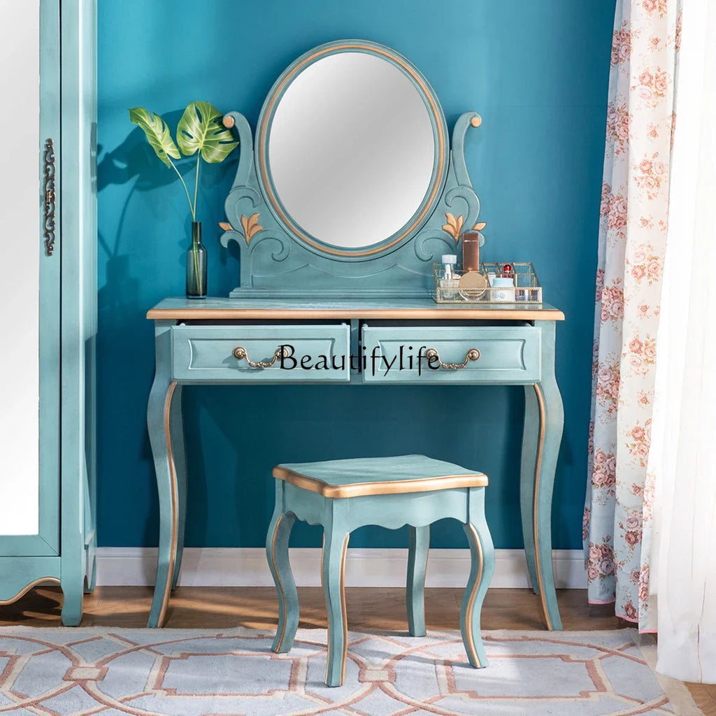 FG11American dresser retro Mediterranean style end of bed with mirror beauty table and chairs European style