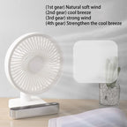 4000mah Desk Fan USB Oscillating Fan with Adjustable Head 4 Speeds Min