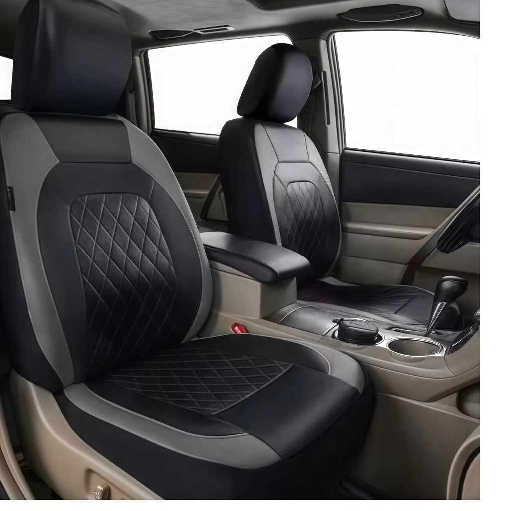Enhanced 9PCS Universal Waterproof Car Seat Covers Full Set Front Back Protectors Quilted PU Leather with Hooks for All Vehicles