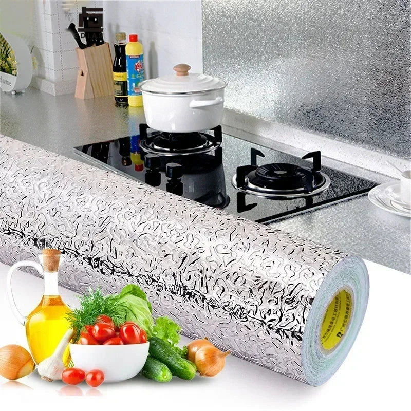 Kitchen Oil Proof Waterproof Sticker Kitchens Oil Stickers Cabinet Wall Sticker PVC Foil Wallpaper Easy Clean Kitchen Accessory