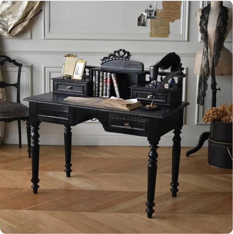 American retro old solid wood dresser French gothic bedroom makeup table