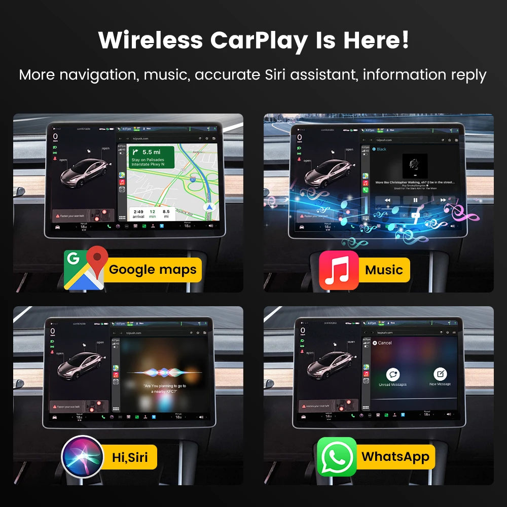 Carlinkit Wireless CarPlay Dongle Wireless Android Auto Car Play Adapter For Tesla Model 3 Y Bluetooth Wifi Connect Spotify Waze