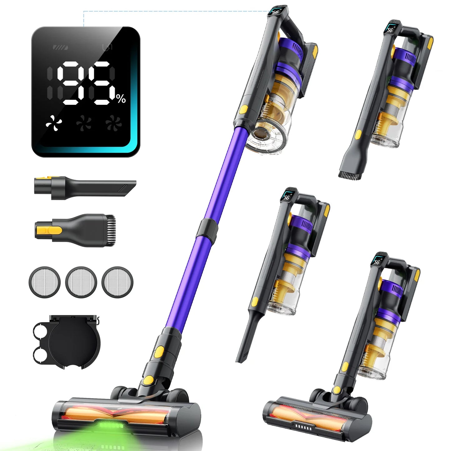 Laresar X11 Cordless Vacuum Cleaner Handheld 550W 55KPa Suction Power Smart Home Dust Cup 60 Mins Runtime 3 Pcs Filte Set