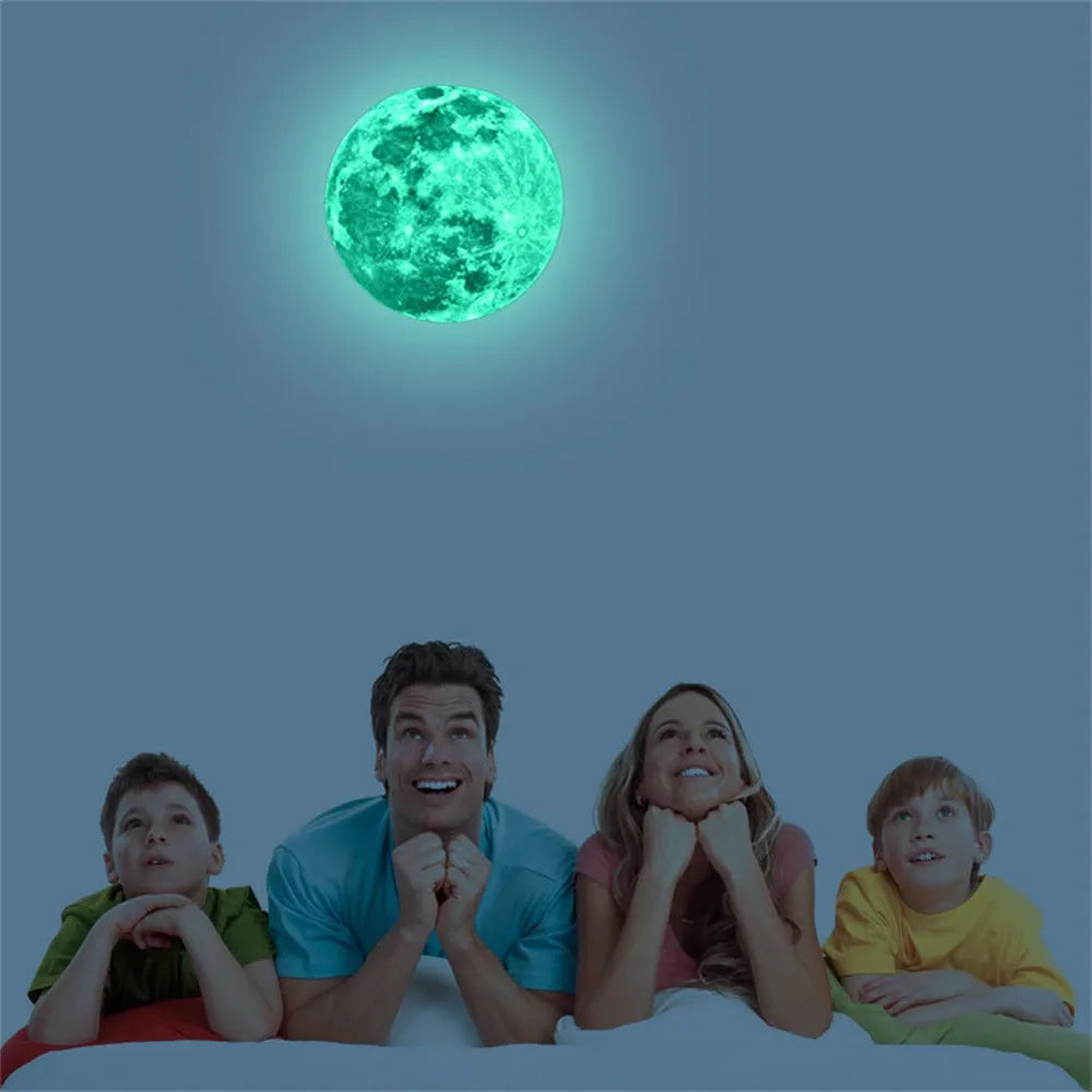 3d Sticker Large Moon The Wall In Fluorescent 20cm Dark Glow Removable Wall Stickers For Living Room DecoraçãO Para Casa
