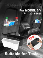 Car TPE Storage Box For TESLA MODEL 3/Y Car Seat Back Storage Box Multifunctional Car Cup Holder Trash Can Auto Accessories