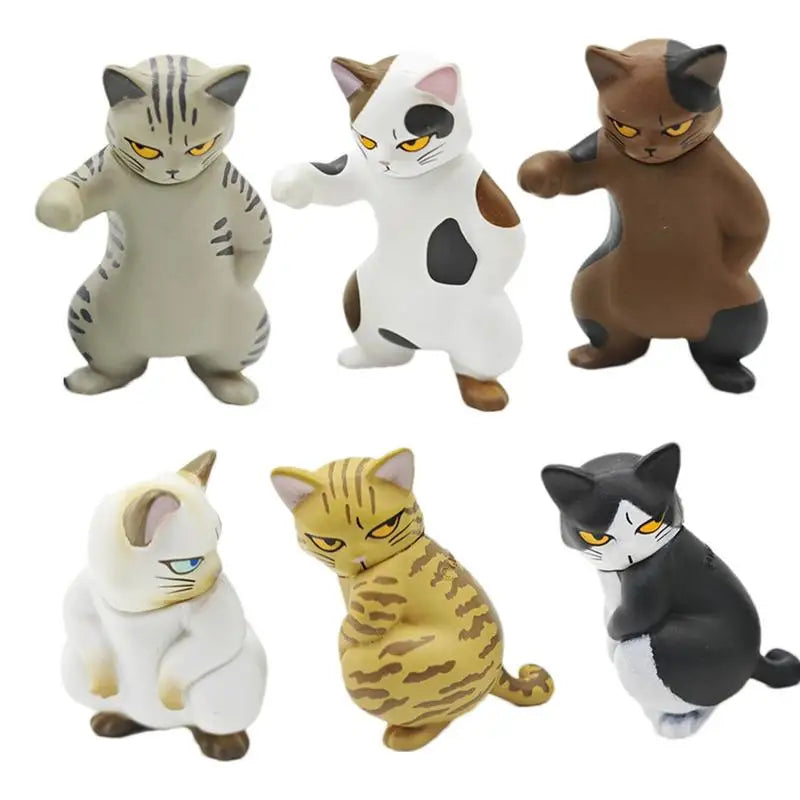 Cat Figurine 6pcs Cute Cat Toy Ornaments Tiny Desktop Display For Living Room Study Room Bathroom Children's Room Dining Room