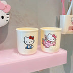 Kawaii HelloKitty Bathroom Storage Set, Toiletries Storage Rack, Toothbrush Cup