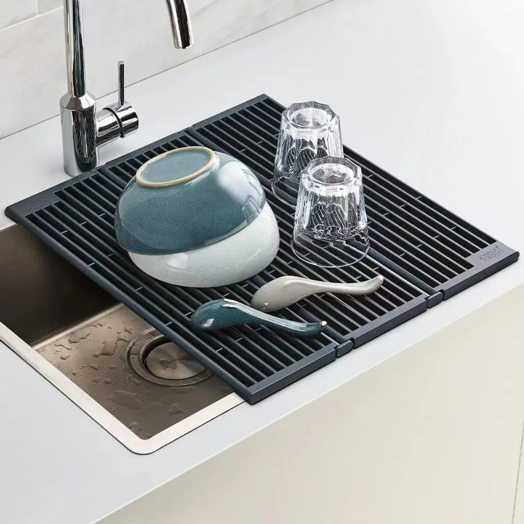 Kitchen Countertop Drain Sink Black Folding Sink Drain Sink Counter Splashproof Drain Bar Counter Organization