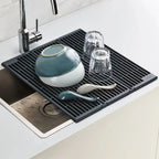 Kitchen Countertop Drain Sink Black Folding Sink Drain Sink Counter Splashproof Drain Bar Counter Organization