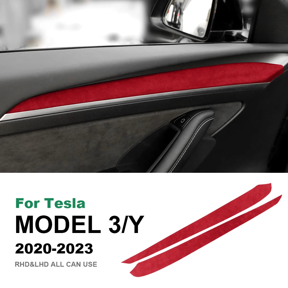 Italian Top Suede Car Dashboard Moulded Trim Sticker For Tesla Model 3 Model Y 2018 2019 2020 2021 2022 2023 Decor Accessories