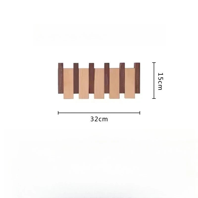 Walnut Wall Hanging Coat Racks Wall Entry Door Porch Hanging Coat Rack Perforated Solid Wood Creative Piano Keys Clothes Hook