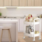 Rolling wheel Kitchen Cart Waterproof 2 Tier Anti-Slip Cart Shelf for Skin Care Products Sauce Bottles Small Storage Trolley