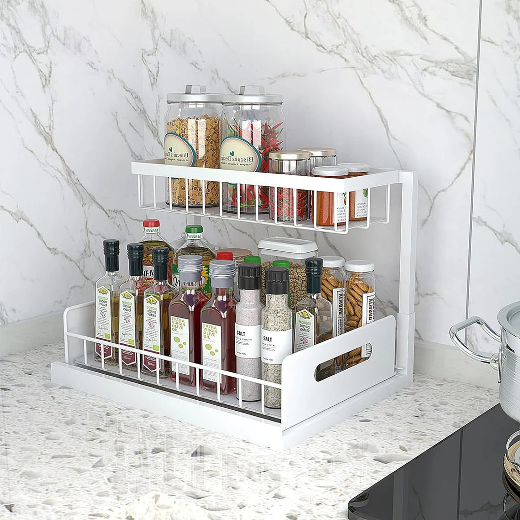 Under Sink Organizer and Storage, 2 Pack Pull Out Cabinet Organizer Slide Out Sink Shelf Cabinet Storage Shelves, Under Sink Sto