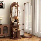 Full-length mirror with coat rack, rotating floor mirror, home bedroom dressing mirror, fitting mirror, multi-function mirror