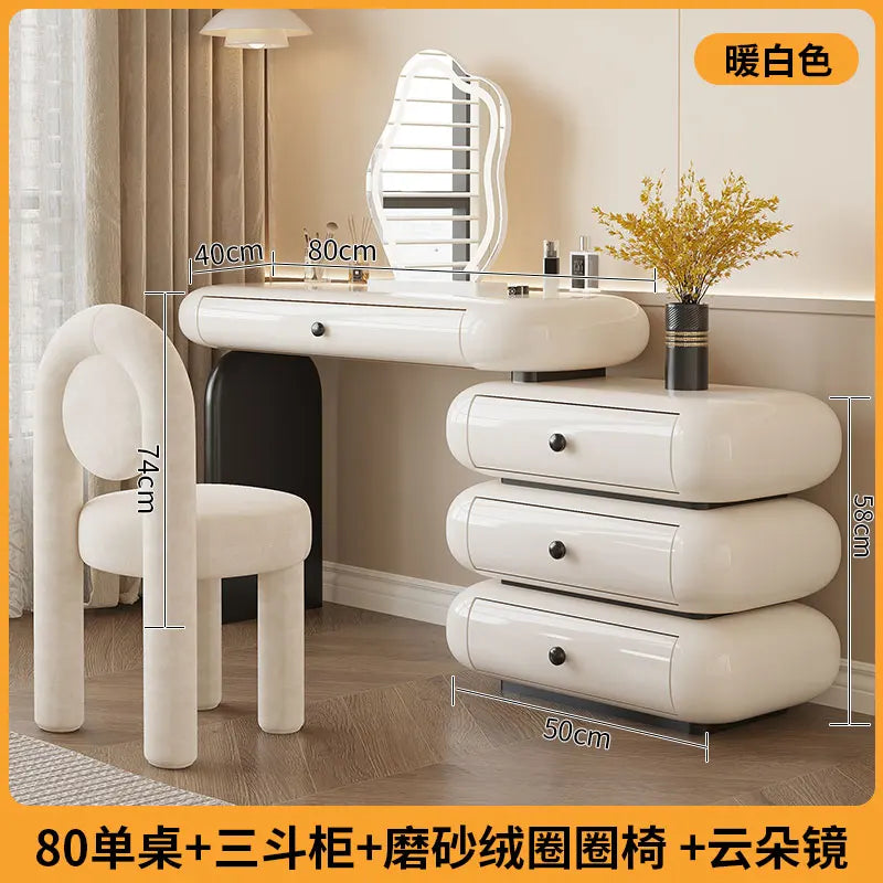 Luxury Modern Makeup Vanity Dressers For Bedroom Headdresses Hairstyles Comfortable Vanity Desk With Light Mirror With Seat
