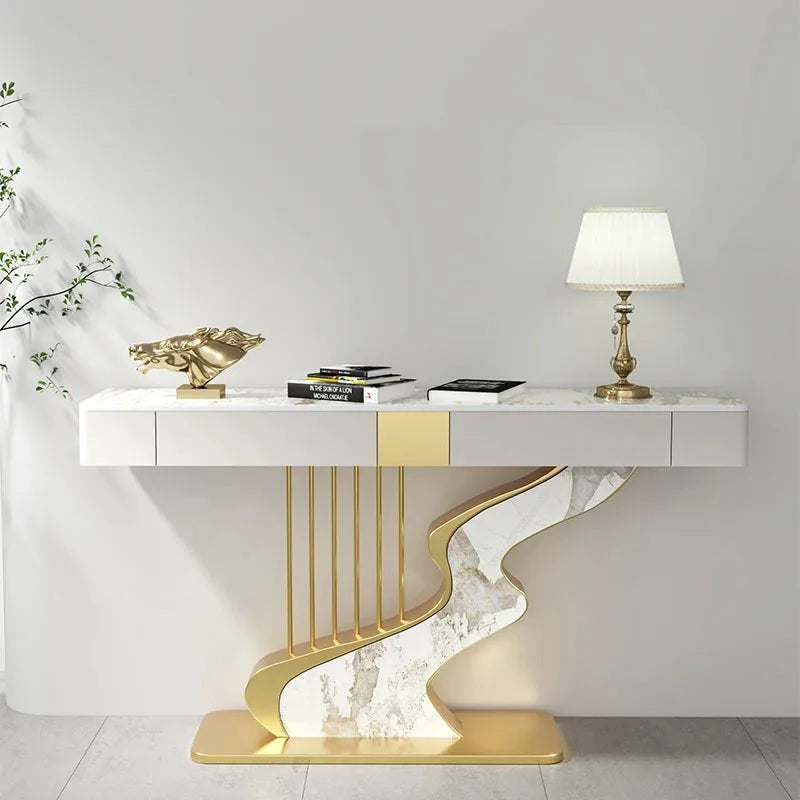 Nordic designer Fashion Wall Hall Porch Decorative Cabinet Semi-circular Slate Console Tables for Living Room Entrance Furniture