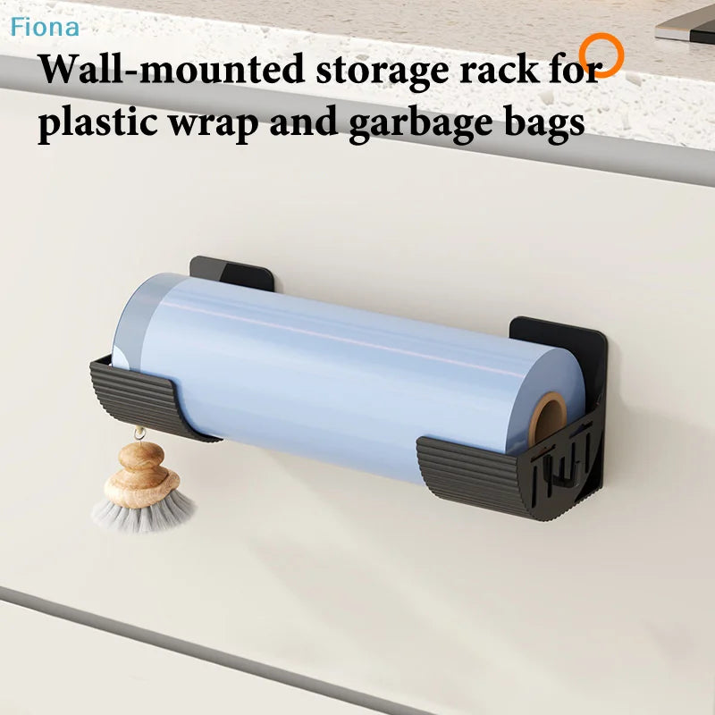 ✔No-Drill Kitchen Storage Rack Set- Multi-Functional Fresh Film & Garbage Bag Organizer For Cabinets And Refrigerator Sides