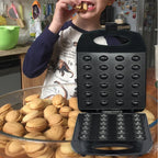 Houselin Mini Donut Maker Machine For Kid-Friendly Breakfast, Snacks & More with Non-stick Surface, Makes 24 Doughnuts,Black