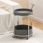 Creative Sofa Side Table with Storage, Internet Famous Coffee Table, Movable Leather and Stainless Steel Design, Modern