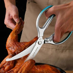 Kitchen Scissors High Hardness Curved Blade All Steel Scissors Household Sharp Cutting Chicken，Fish and Meat Food Scissors