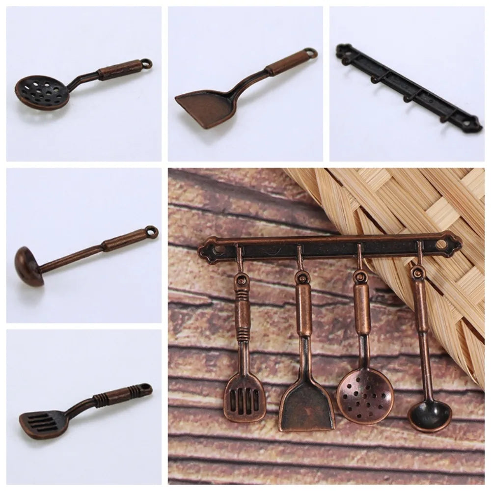 Kettle 1:12 Mini Kitchen Utensils Sets Cookware Alloy Doll Kitchen Set 1:12 Scale Mini Mini Kitchen Cooking Kit