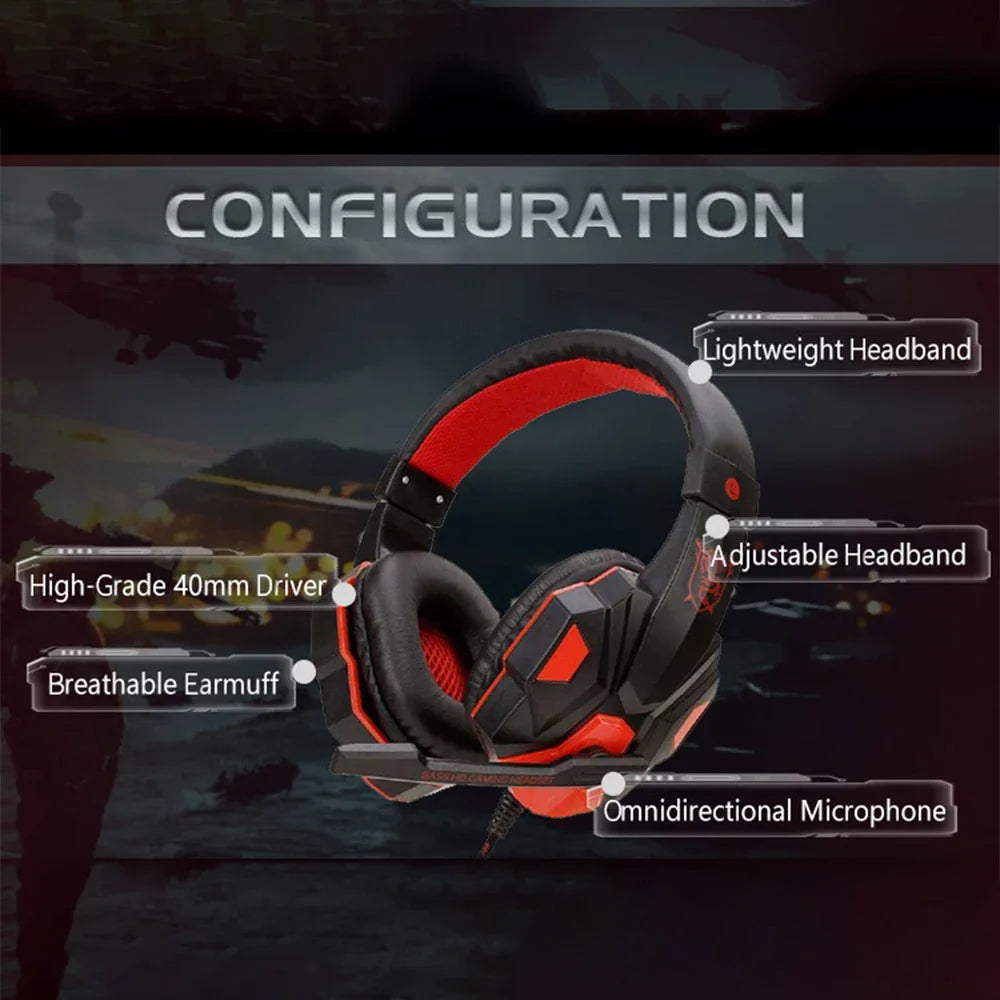 3 5MM Wired Gaming Headphones Bass Stereo Gamer Headset With Microphone For PC PS4 Xbox One Switch Phone Laptop